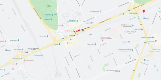 Видеоборд A в Киеве, 3x6  Броварський пр-т 33, біля McDonald’s, ст. м.Дарниця - 402115 схема