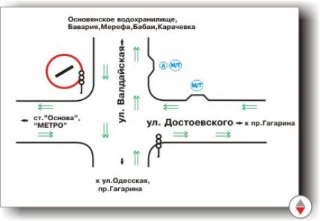 Билборд A в Харькове Достоевского +  ул. Валдайская схема