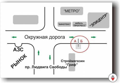 Билборд A в Харькове Людвига Свободы/окружная схема
