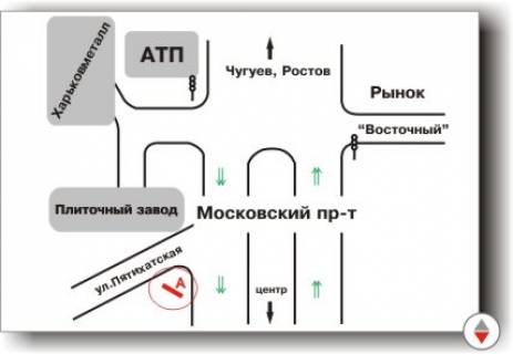 Билборд A в Харькове, 3х6  Московский пр. +ул.Пятихатская схема