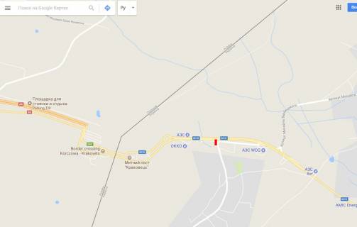Билборд B в Глиницях, 6х3  Краківець к2, кордон (ліворуч)  виїзд з країни схема