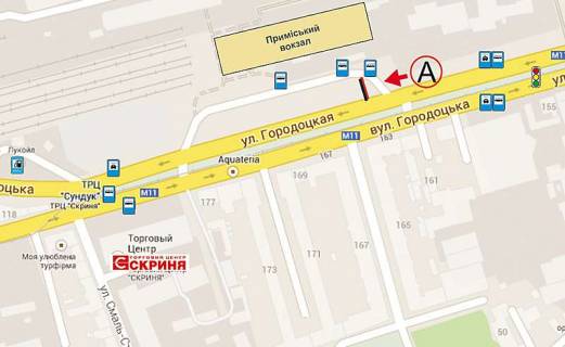 Билборд A в Львове Городоцька  К3( приміський вокзал, напроти привокзальний ринок ст. А нижній №7 )   схема