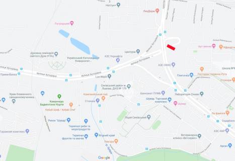 Билборд A в Львове, 6х3  Хуторівка, з їзд з моста лівий ( до ринку Шувар) схема