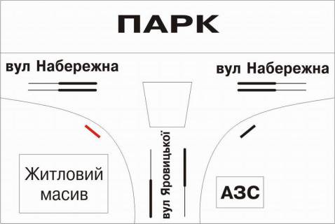 Билборд B в Луцке Набережна - вул. Яровиця (місце 1) схема