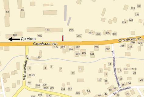 Билборд B в Дрогобыче, 6х3  Стрийська, 169 ст.Б схема