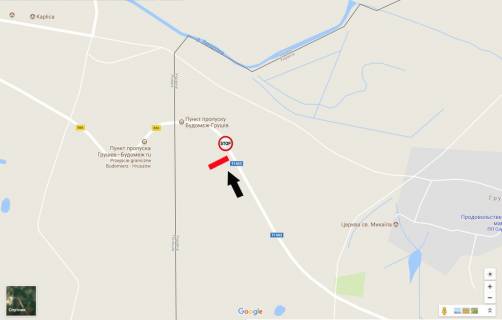 Билборд A в Грушев, 6х3  Грушів кордон (ліворуч) в' їзд з Польщі схема
