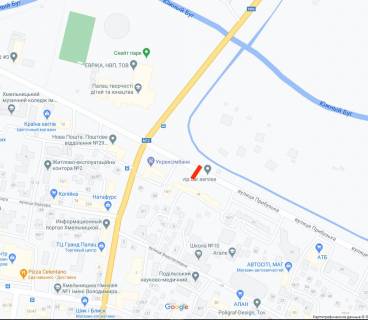 Билборд A в Хмельницком, 6х3  Прибузька, 14 (Палац спорту) схема