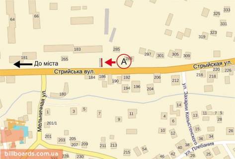 Билборд A в Дрогобыче, 6х3  Стрийська, 169 ст.А схема