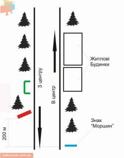 Білборд, Бігборд (Борд)  B у Моршині, 6х3  в"їзд в місто схема