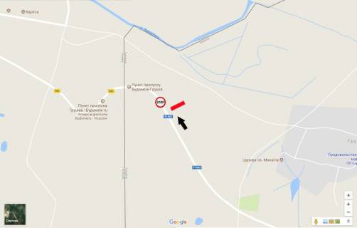 Билборд A в Грушев, 6х3  Грушів кордон (праворуч) виїзд з країни схема
