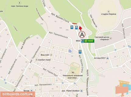 Билборд A в Львове Стуса, 49 (в центр) схема