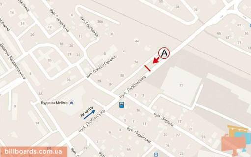 Билборд A в Львове Любінська (магазин "Меблі") ст.А схема