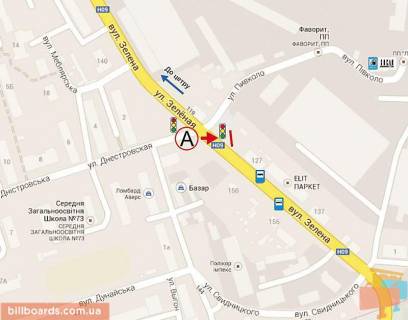 Билборд B в Львове, 3,14х2,30  Зелена, 137 (А) -  Дністерська схема