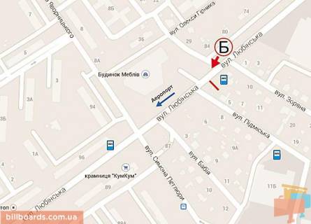 Билборд B в Львове, 6х3  Любінська – Підміська  Б схема