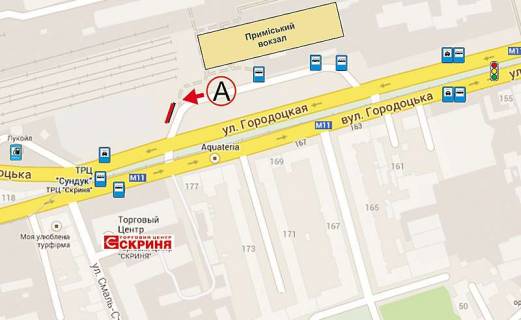 Билборд A в Львове Городоцька К11 ( приміський вокзал, напроти привокзальний ринок ст. А верхній №11 )   схема
