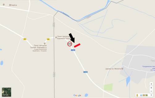 Билборд B в Грушев, 6х3  Грушів кордон (праворуч) в' їзд з Польщі схема
