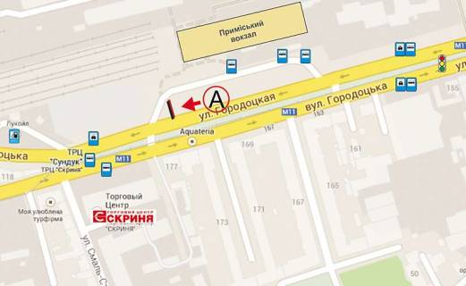 Білборд, Бігборд (Борд)  A у Львові Городоцька К1 (Приміський вокзал, напроти Привокзальний ринок ст. А ніжній№2) схема