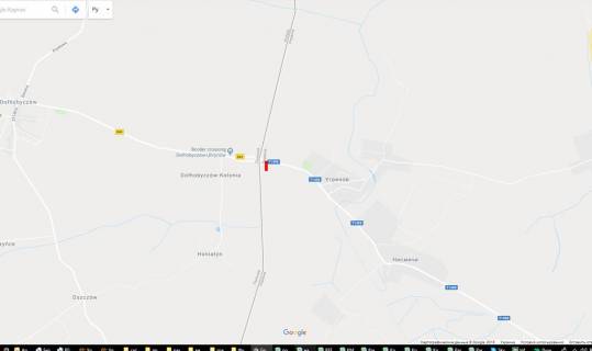 Билборд A в Угринєві, 6х3  Угринів к1, кордон (ліворуч)  в' їзд з Польщі схема