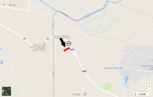 Билборд B в Грушев, 6х3  Грушів кордон (ліворуч) виїзд з країни схема