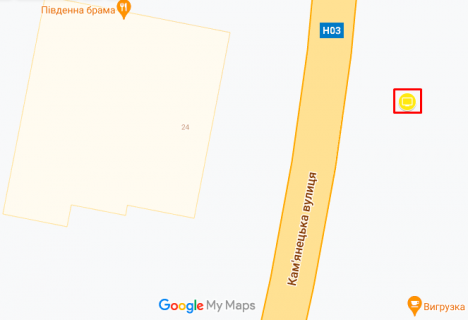 Билборд B в Хмельницком Каменецька (Цегельний завод) схема