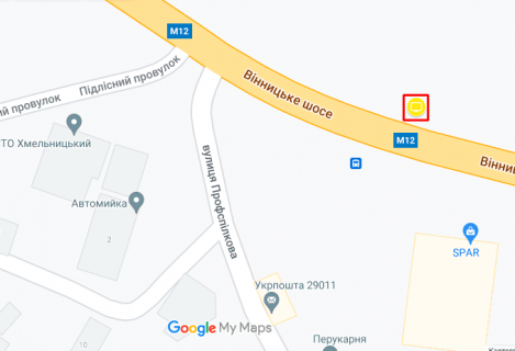 Билборд A в Хмельницком Вінницьке шосе (перехрестя з Профспілковою) схема