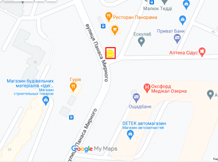 Билборд A в Хмельницком Панаса Мирного (перехрестя Кармелюка ) схема