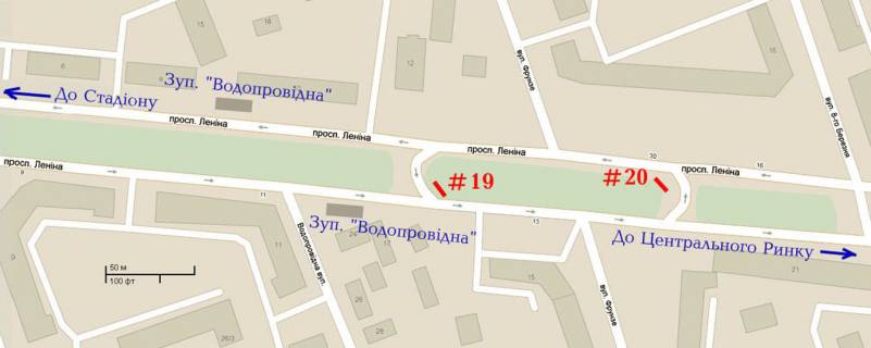 Призма A в Николаеве #20A  Центральний просп. (Леніна просп.) -Шосейна вул. (Фрунзе), бульварна частина проспект ПРИЗМА, стА, Від  Ринку до Стадіону - 469567 схема