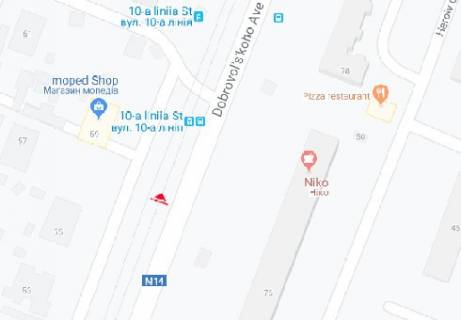 Билборд A в Одессе, 3x6  Князя Володимира Великого просп.(Добровольського просп.)., 55 - 10-а Суворовська вул. схема