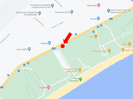 Билборд B в Одессе, 3x6  Миколаївська дорога, 289, біля автостоянки, парку "Лузановка", в центр (флажок) схема