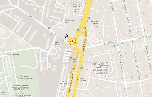 Призма A в Одессе, 3x6  Небесної Сотні пр. (колиш. Жукова пр.) - Левітана вул., ліва - 570074 схема