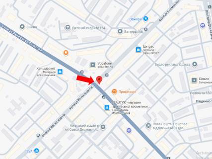 Видеоборд A в Одессе, 3x6  Космонавтів вул. - Філатова вул. - 617648 схема