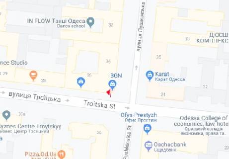 Citylight B in Odessa, 1.8x1.2  Troic'ka st., 26 - Puskins'ka st. scheme