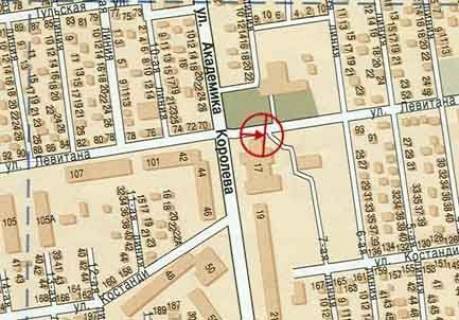 Билборд A в Одессе, 3x6  Левітана вул., сквер Корольова схема