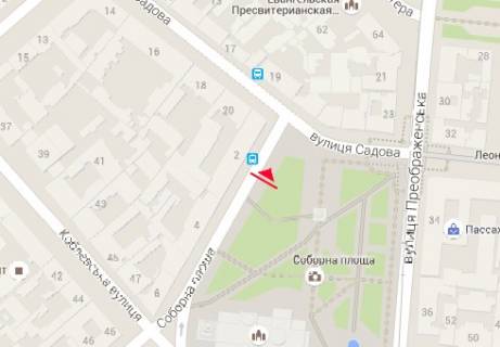 Ситилайт A в Одессе, 1.8x1.2  Соборна пл. - Садова вул. схема