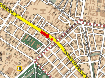 Билборд A в Одессе, 3x6  Філатова вул., 21  / Космонавтів вул., біля Укрсоцбанку, в бік Трибуни Героїв пл. (Толбухіна пл.) схема