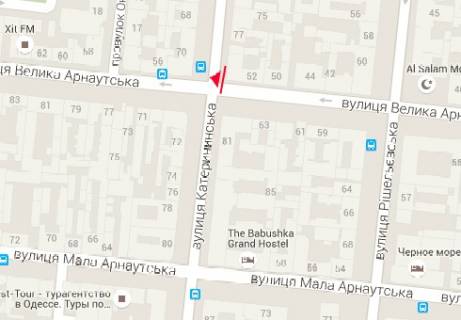 Citylight B in Odessa, 1.8x1.2  V. Arnauts'ka st., 52 - Katerinins'ka st. scheme