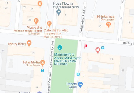 Ситилайт B в Одессе, 1.8x1.2  Строкатої Ніни вул. (Буніна). - Українських Героїв просп. (Олександрівський просп)., 1 В схема