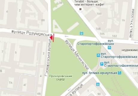 Билборд A в Одессе, 3x6  Розумовська вул. - Прохоровський сквер схема