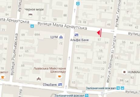 Citylight A in Odessa, 1.8x1.2  M. Arnauts'ka st., 57 - Lejtenanta Smidta st. scheme