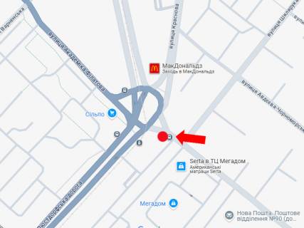 Білборд, Бігборд (Борд)  B у Одесі, 3x6  Георгія Липського вул. (Толбухіна). / Люстдорфська дорога, 27/44, біля супермаркету "Мегадом" схема