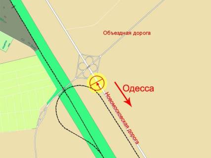 Billboard B in Odessa, 3x6  Київське шосе (Ленінградське шосе) - Об'їзна дорога, конюшинний міст, з центру scheme