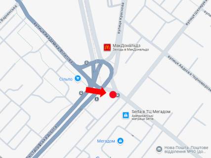 Билборд A в Одессе, 3x6  Георгія Липського вул. (Толбухіна). / Люстдорфська дорога, 27/44, біля супермаркету "Мегадом" схема