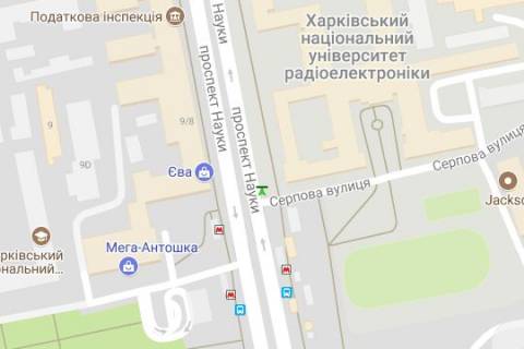 Скроллер A в Васильевке Науки просп. (Леніна просп.) - Серпова вул. - 426072 схема