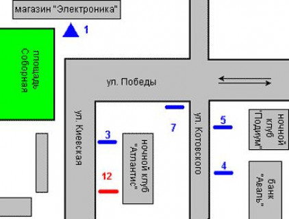 Бэклайт B в Житомире, 1.2x1.8  Київська вул., 13 схема