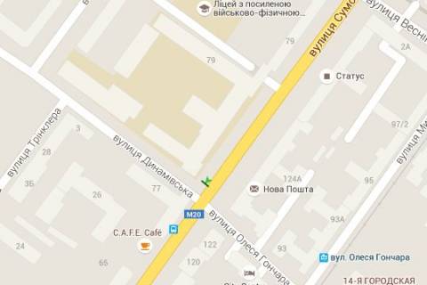 Ситилайт A в Васильевке, 1.2x1.8  Сумська вул. - Динамівська вул. схема