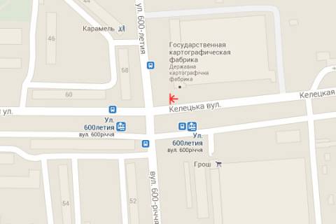 Билборд A в Виннице, 3x6  Келецька вул. - 600-річчя вул. схема