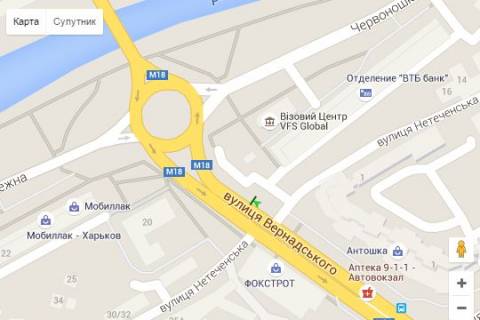 Бэклайт A в Харькове, 1.2x1.8  Вернадського вул. - Червоношкільна наб., (№2) схема