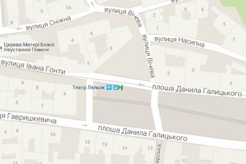 Бэклайт A в Львове, 1.2x1.8  Данила Галицького пл. (театр кукол) схема