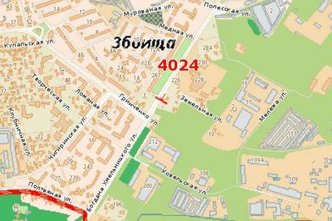 Билборд B в Васильевке, 3x6  Богдана Хмельницького вул., 222 - Грінченка вул. схема
