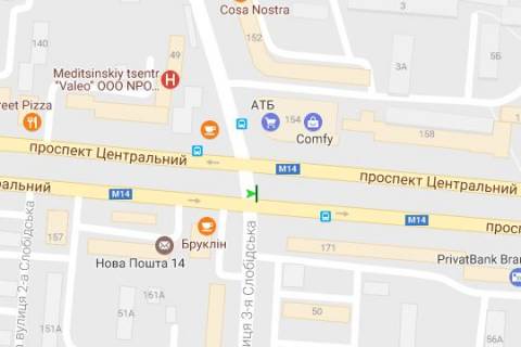 Prismatron, Prism A in Vasylivka Central'nij prosp. (Lenina prosp.) - 3-a Slobids'ka st. (Dzerzins'kogo st.), No2 (prizma) - 427625 scheme